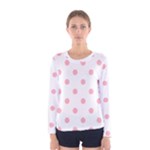 Polka Dots - Light Pink on White Women s Long Sleeve T-shirt