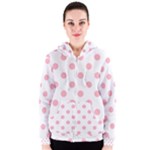 Polka Dots - Light Pink on White Women s Zipper Hoodie