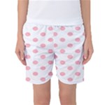 Polka Dots - Light Pink on White Women s Basketball Shorts