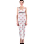 Polka Dots - Light Pink on White OnePiece Catsuit