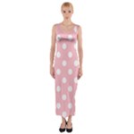 Polka Dots - White on Pink Fitted Maxi Dress