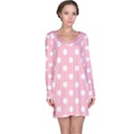 Polka Dots - White on Pink Long Sleeve Nightdress