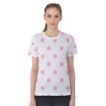 Polka Dots - Pink on White Women s Cotton Tee