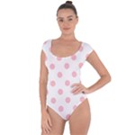 Polka Dots - Pink on White Short Sleeve Leotard (Ladies)