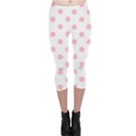 Polka Dots - Pink on White Capri Leggings