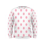 Polka Dots - Cherry Blossom Pink on White Kid s Sweatshirt