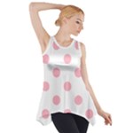 Polka Dots - Cherry Blossom Pink on White Side Drop Tank Tunic