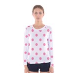 Polka Dots - Flamingo Pink on White Women s Long Sleeve T-shirt