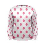 Polka Dots - Flamingo Pink on White Women s Sweatshirt