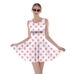 Polka Dots - Flamingo Pink on White Skater Dress