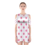 Polka Dots - Flamingo Pink on White Women s Cutout Shoulder Dress