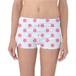 Polka Dots - Flamingo Pink on White Boyleg Bikini Bottoms