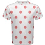 Polka Dots - Coral Pink on White Men s Cotton Tee