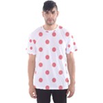 Polka Dots - Coral Pink on White Men s Sport Mesh Tee