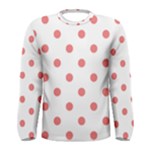 Polka Dots - Coral Pink on White Men s Long Sleeve T-shirt