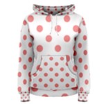 Polka Dots - Coral Pink on White Women s Pullover Hoodie