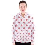 Polka Dots - Coral Pink on White Women s Zipper Hoodie