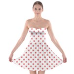 Polka Dots - Coral Pink on White Strapless Bra Top Dress