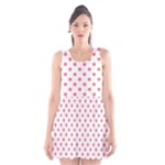 Polka Dots - Coral Pink on White Scoop Neck Skater Dress