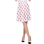 Polka Dots - Coral Pink on White A-Line Skirt