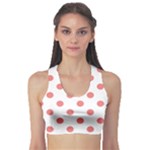 Polka Dots - Coral Pink on White Women s Sports Bra