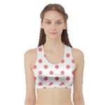 Polka Dots - Coral Pink on White Women s Sports Bra with Border