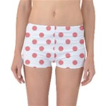 Polka Dots - Coral Pink on White Reversible Boyleg Bikini Bottoms