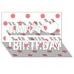 Polka Dots - Coral Pink on White Happy Birthday 3D Greeting Card (8x4)