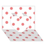 Polka Dots - Coral Pink on White Heart 3D Greeting Card (7x5)