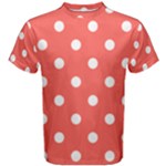 Polka Dots - White on Pastel Red Men s Cotton Tee