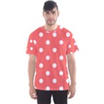 Polka Dots - White on Pastel Red Men s Sport Mesh Tee