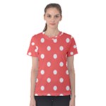 Polka Dots - White on Pastel Red Women s Cotton Tee