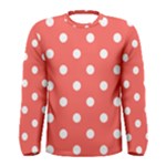 Polka Dots - White on Pastel Red Men s Long Sleeve T-shirt