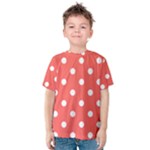 Polka Dots - White on Pastel Red Kid s Cotton Tee