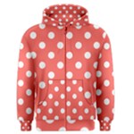 Polka Dots - White on Pastel Red Men s Zipper Hoodie