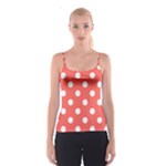 Polka Dots - White on Pastel Red Spaghetti Strap Top