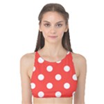 Polka Dots - White on Pastel Red Tank Bikini Top