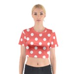 Polka Dots - White on Pastel Red Cotton Crop Top