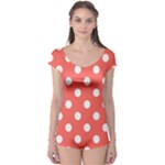 Polka Dots - White on Pastel Red Boyleg Leotard (Ladies)