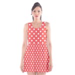 Polka Dots - White on Pastel Red Scoop Neck Skater Dress