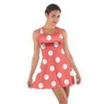 Polka Dots - White on Pastel Red Cotton Racerback Dress