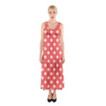 Polka Dots - White on Pastel Red Full Print Maxi Dress