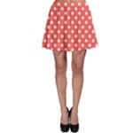 Polka Dots - White on Pastel Red Skater Skirt