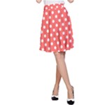 Polka Dots - White on Pastel Red A-Line Skirt