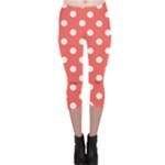 Polka Dots - White on Pastel Red Capri Leggings