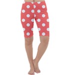 Polka Dots - White on Pastel Red Cropped Leggings