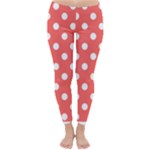 Polka Dots - White on Pastel Red Winter Leggings