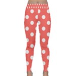 Polka Dots - White on Pastel Red Yoga Leggings