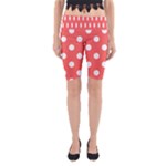 Polka Dots - White on Pastel Red Yoga Cropped Leggings