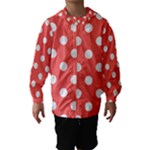 Polka Dots - White on Pastel Red Hooded Wind Breaker (Kids)